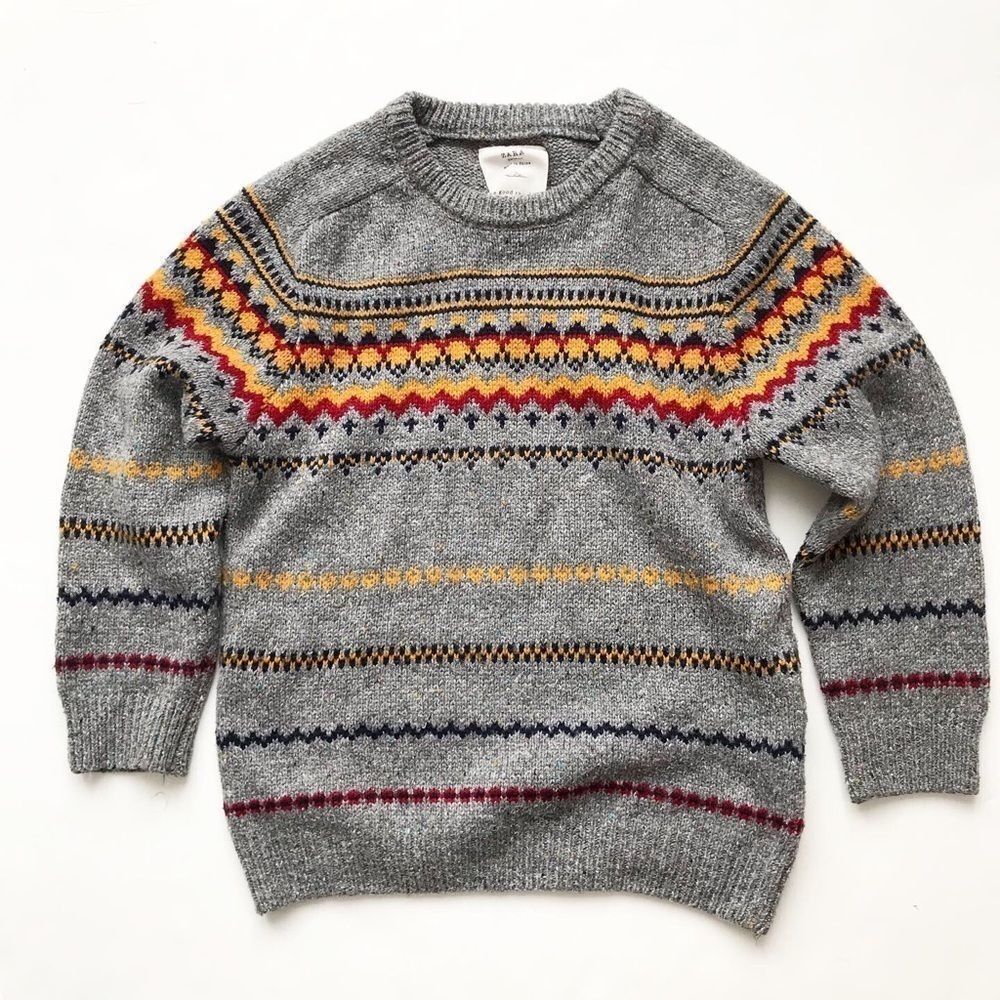 Zara gray patterned knit sweater VGUC 9/10Y